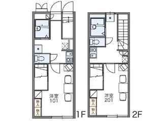 レオパレスブルースカイ【1階】の間取り