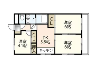 旭グリーンハイツ【3階】の間取り