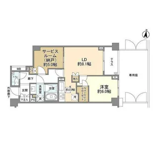 ブランズ弦巻二丁目【1階】の間取り