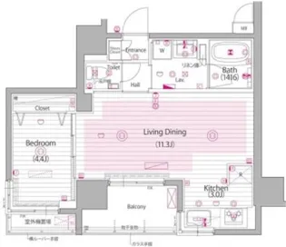 ガーラ・ヴィスタ日本橋浜町【9階】の間取り