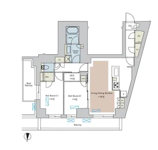 Brillia ist 池尻大橋【7階】の間取り