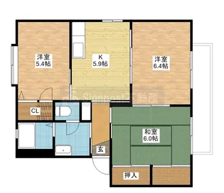 バリュージュAB B棟【2階】の間取り
