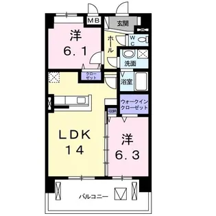 パークコート ケンエイII【5階】の間取り