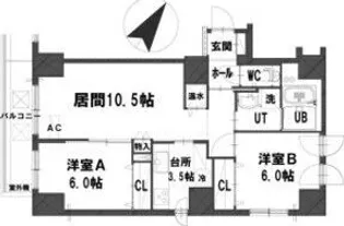 グランメールアサヒIV【7階】の間取り
