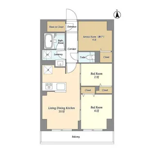 ドゥーエ尾久【6階】の間取り