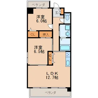 パラシオン車道 東館【5階】の間取り
