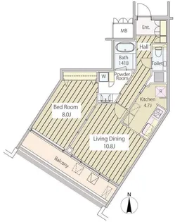 MOMENTO SHIODOME【22階】の間取り