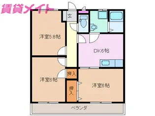 チェリーグロー【2階】の間取り