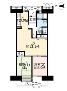 UR谷津パークタウン弐番街【9階】の間取り