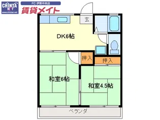 コーポモミヤマ【1階】の間取り