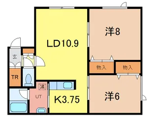 2LDKの間取り画像