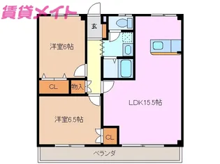 コーキア桑部【2階】の間取り