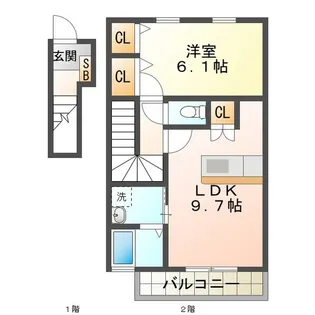 エスポア ナルカワ【2階】の間取り