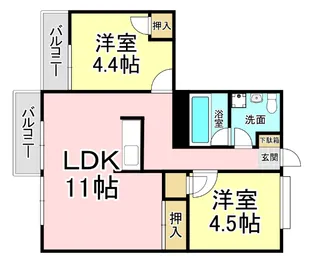 Moon中原東B【4階】の間取り