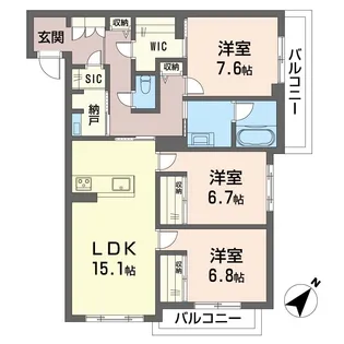 カームヴィル茅ケ崎【3階】の間取り