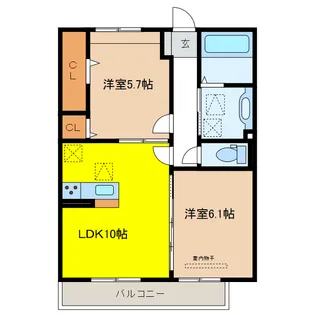岐阜県岐阜市六条江東2【アパート】の間取り