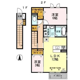 ウエストボヌール【2階】の間取り
