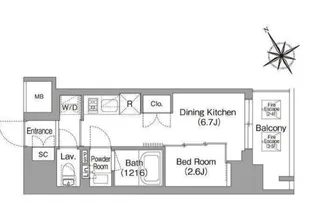 バウスフラッツ蔵前【9階】の間取り