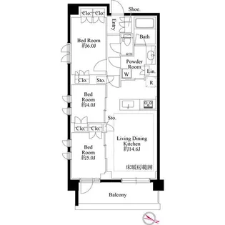 レジデンス市ヶ谷【4階】の間取り