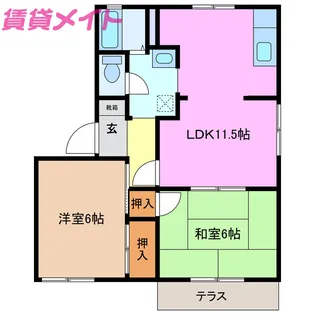 Kポイント B棟【1階】の間取り