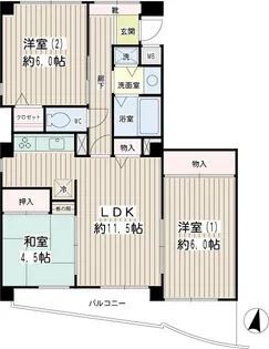 レーベンス松風【3階】の間取り