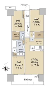 シティテラス金町 C棟【3階】の間取り