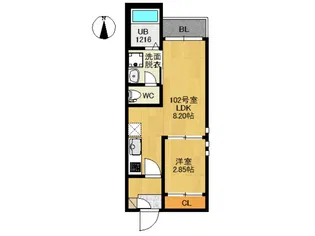 グランティック卸町【1階】の間取り