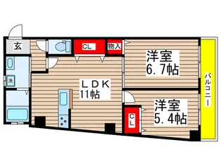 ドエル・シャンビエン【1階】の間取り