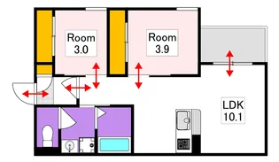 2LDKの間取り画像