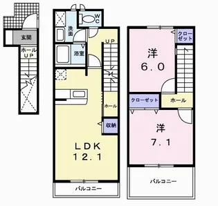 ヒルフィールド【2階】の間取り