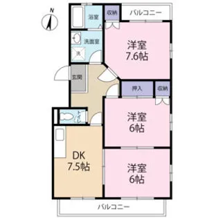 クレッセント瀬名【3階】の間取り
