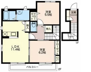 KIコーポレーション上ノ畑B棟【2階】の間取り