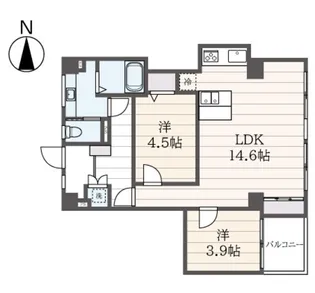 ツイン一の橋一番館【7階】の間取り