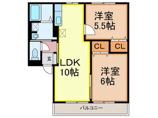 福岡県中間市中鶴1【アパート】の間取り