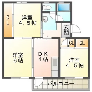 ビレッジハウス笹川31号棟【4階】の間取り