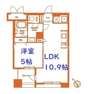 レジディア横濱馬車道【6階】の間取り