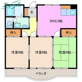 ユーレジデンスサンスター【4階】の間取り