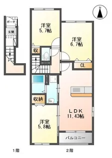 レジデンス・パコB【2階】の間取り