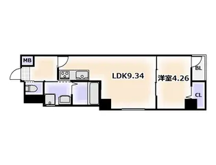 ドュ・シンビオス・桜川【7階】の間取り