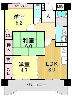 サンリットステージ出戸【7階】の間取り