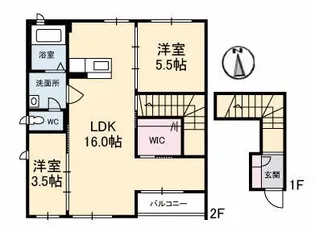 グランビュー A棟【2階】の間取り