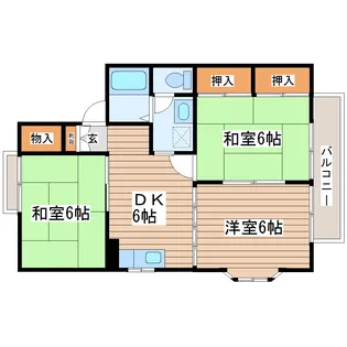 アイランドハイツC【1階】の間取り