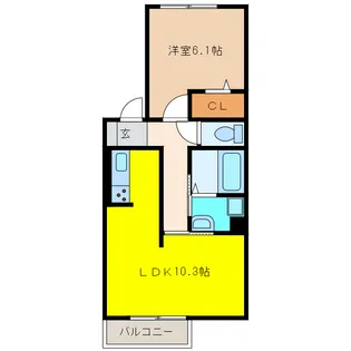 グレースタウン江南F【1階】の間取り