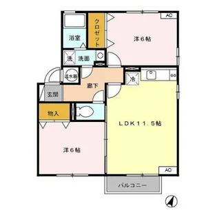 オーシャン ソレイユ C棟【2階】の間取り