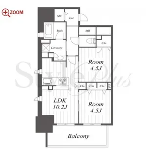 プレサンスロジェ名古屋久屋大通公園【14階】の間取り