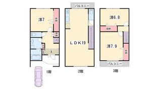 京都府京都市中京区聚楽廻西町【一戸建】の間取り