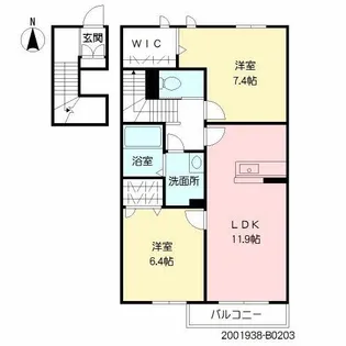 マリンガーデンB【2階】の間取り