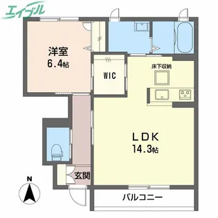 1LDKの間取り画像