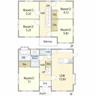 群馬県前橋市粕川町込皆戸【アパート】の間取り