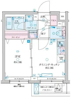 1DKの間取り画像